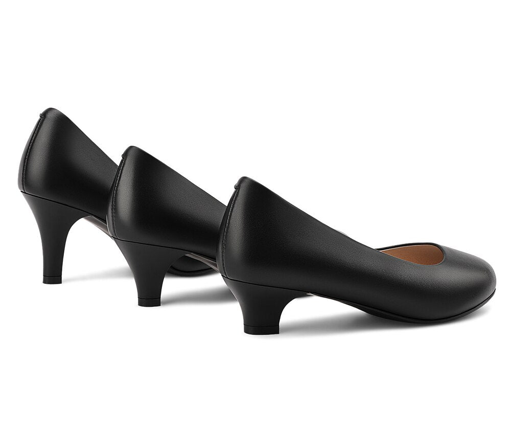 New Genuine Leather Women Round Toe Dress Pumps Office Elegant High Heels Fashion Black Work Shoes Plus Size For Ladies A0010