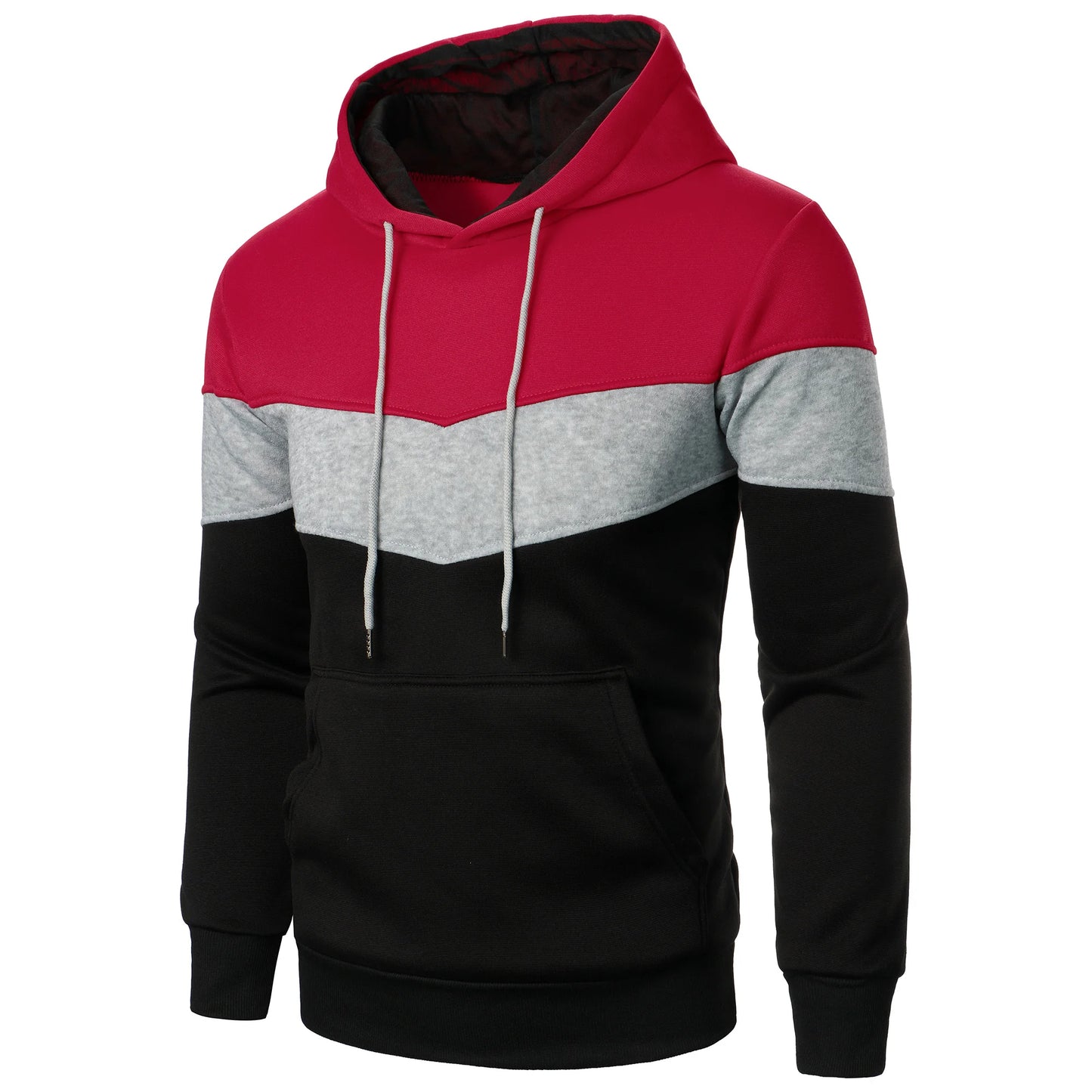 Autumn and winter men's color match color fashion hoodie men's casual sports shirt