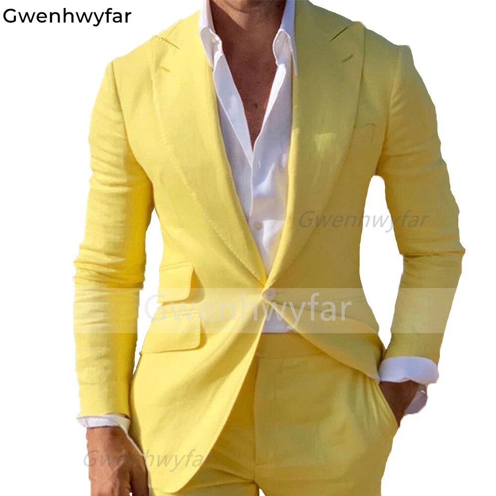 Gwenhwyfar Men Suits for Prom with Notched Lapel 2 Pieces Custom Wedding Tuxedos Men Set Blazer with Pants Male Fashion Clothes
