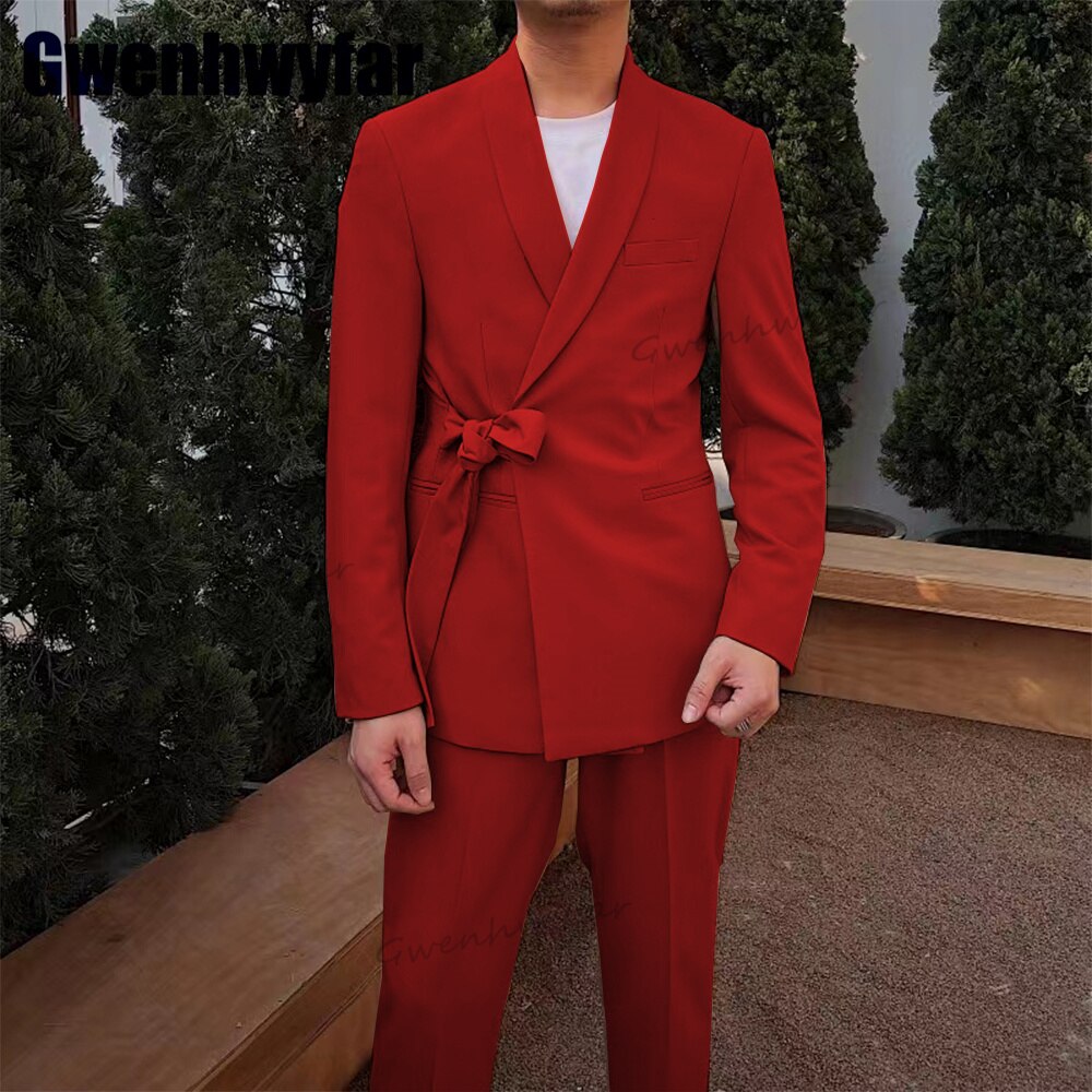 Gwenhwyfar Pink Fashion Men Suit 2 Pcs Blazer Sets Slim Fit Wedding Groomsmen Tuxedo Custom Made Party Prom Suit（Jacket+Pants）