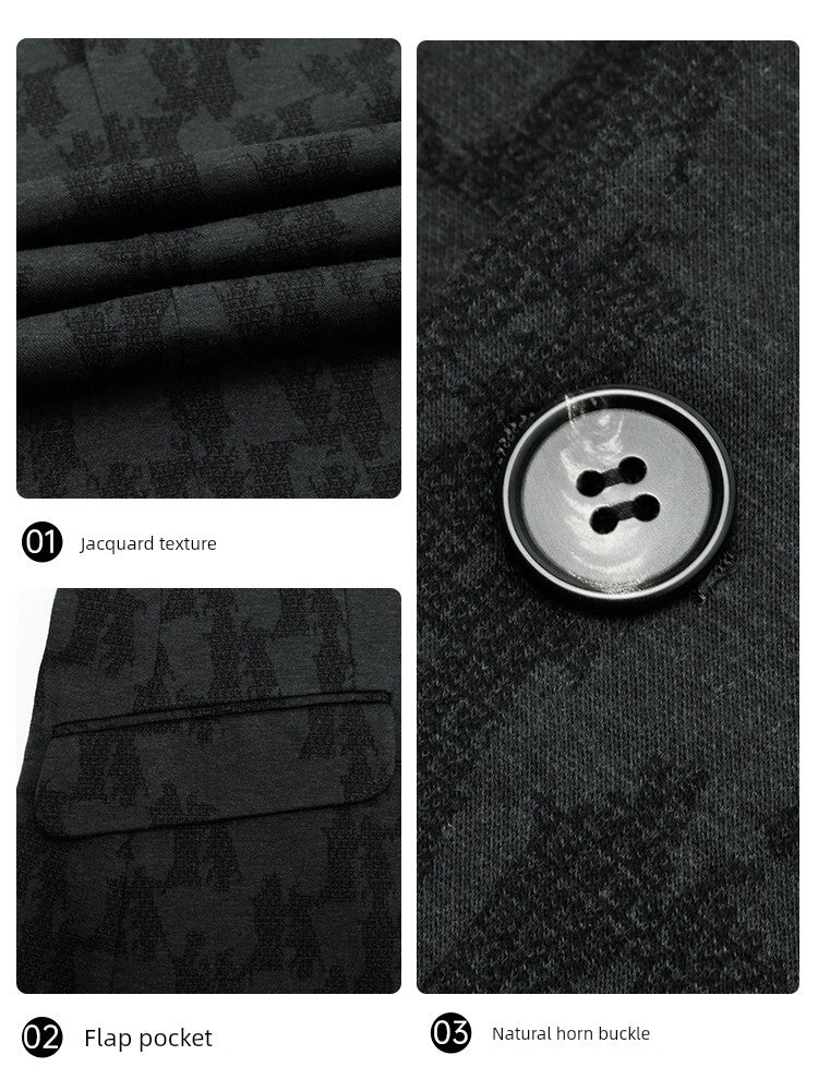 Sheep Wool Lilang Official Texture Jacquard Leisure Suit
