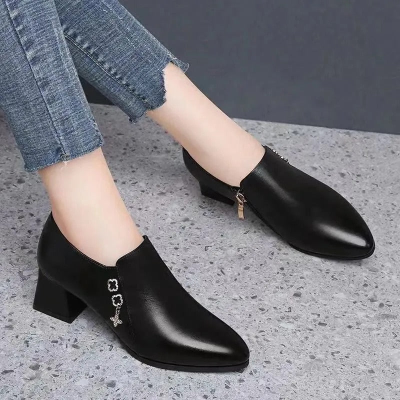 Cresfimix Botas Femininas Women Cute Sweet High Quality Square Heel Short Ankle Boots Lady Casual Street Winter Heel Shoes A790B