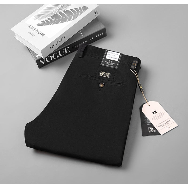 Smart Black Pants Men Clothing Business Office Cotton Straight Suit Pants Men Trousers Casual Flat 2023 Spring  Autumn New