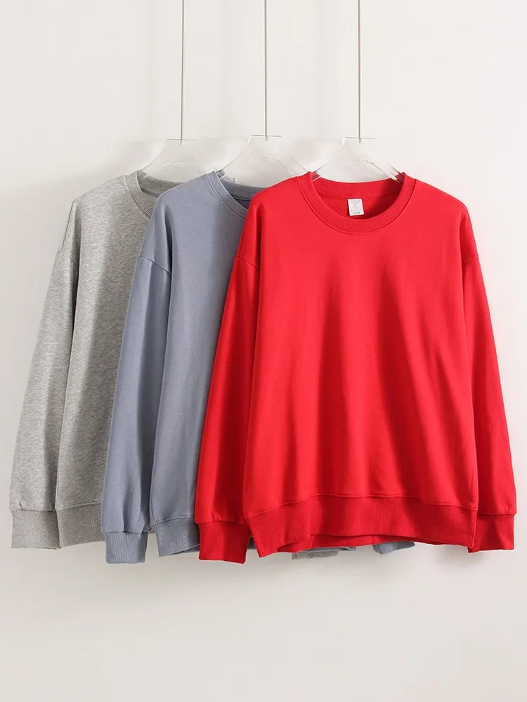 Women's Sweatshirt Sport Loose Fall Clothes Streetwear Pullover Oversized Crewneck Sweatshirt Black For Women Red Sweatshirts