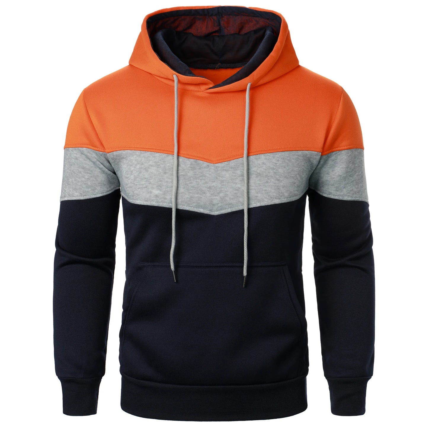 Autumn and winter men's color match color fashion hoodie men's casual sports shirt