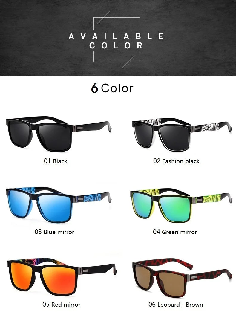 Classic Square Vintage Men's Polarized Sunglasses For Men Women Luxury Brand Designer Driving Sun Glasses UV400 Fishing Eyewear