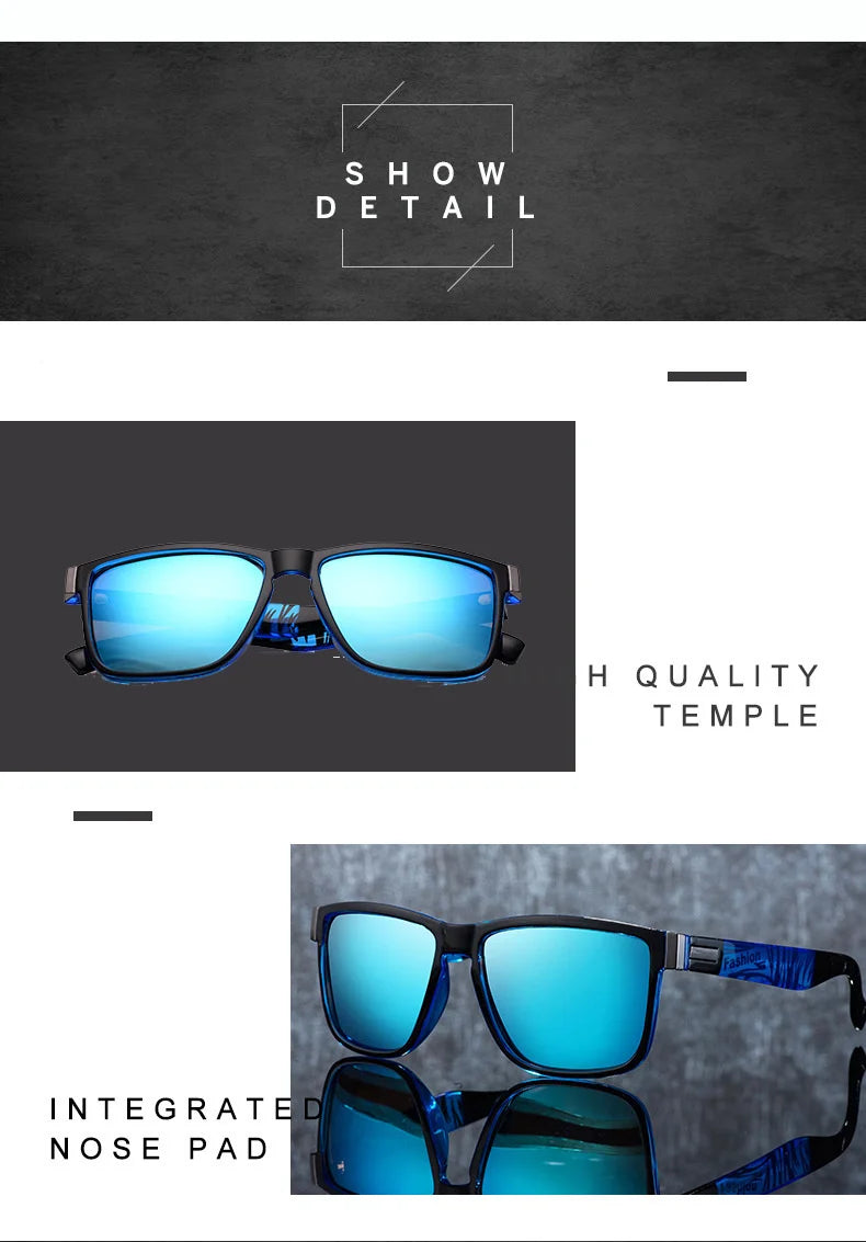 Classic Square Vintage Men's Polarized Sunglasses For Men Women Luxury Brand Designer Driving Sun Glasses UV400 Fishing Eyewear