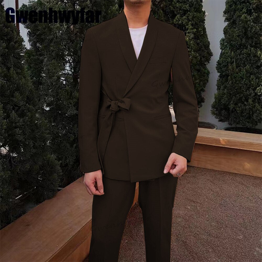 Gwenhwyfar Pink Fashion Men Suit 2 Pcs Blazer Sets Slim Fit Wedding Groomsmen Tuxedo Custom Made Party Prom Suit（Jacket+Pants）