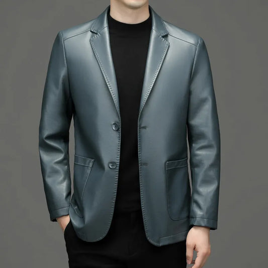 High Quality Men's Suit Leather Coat Autumn and Winter New Sheep Skin Casual Small Suit Coat Men's Leather Jacket