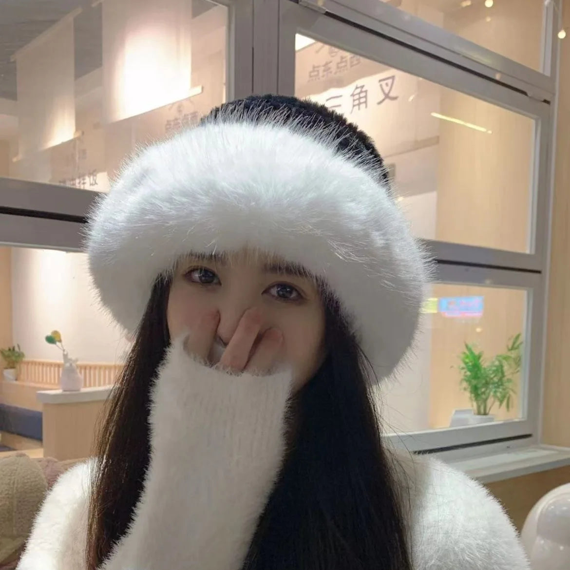 NewStyle Female Fashion Knitted Fluffy Real Rex Rabbit Fur Hat Women Outdoor Winter Warm Natural Fox Fur Hats Lady Knit Fur Cap