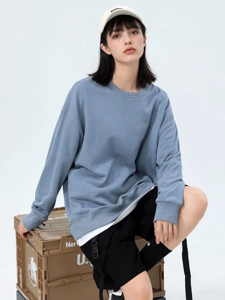 Women's Sweatshirt Sport Loose Fall Clothes Streetwear Pullover Oversized Crewneck Sweatshirt Black For Women Red Sweatshirts