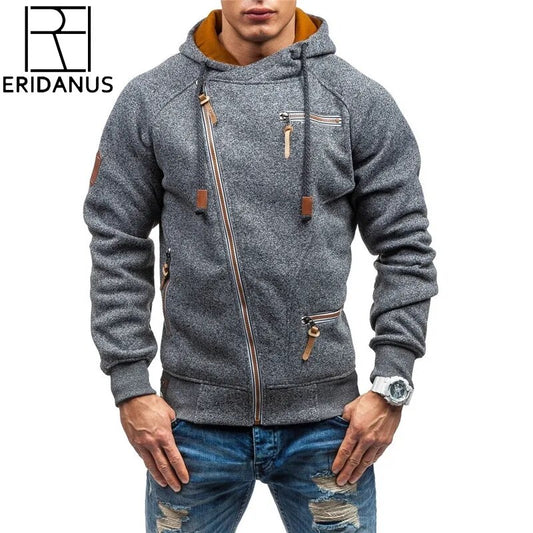 New Fashion Mens Hoodie Men Zipper AutumnSolid Knitted Streetwear Mens Hoodies Winter Drawstring Casual Slim Hoodie MWW151