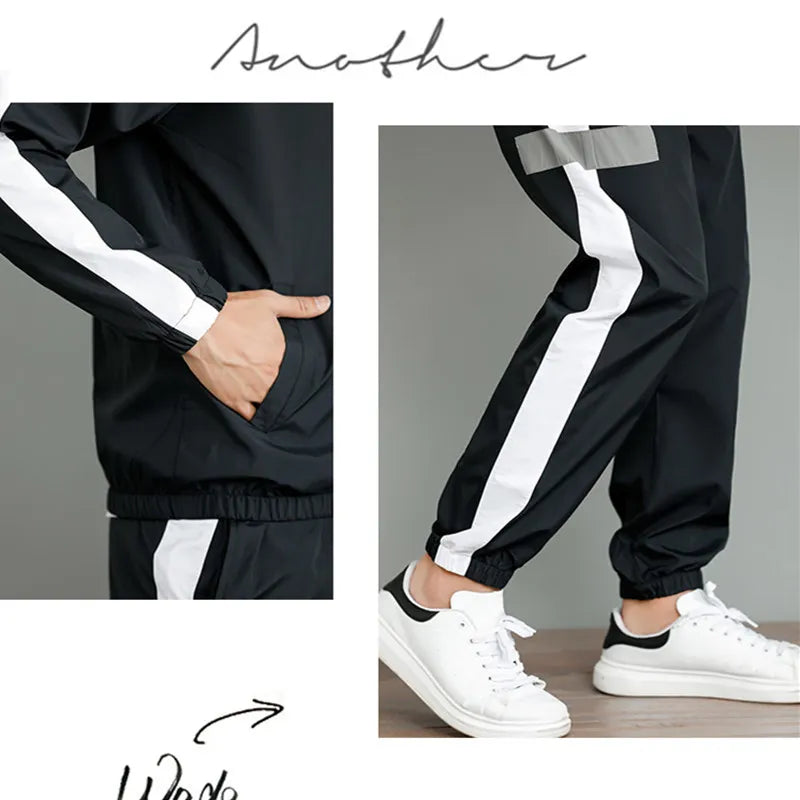 Men's casual sports breathable autumn hoodie set two-piece Korean version of the trend all match handsome jacket jacket