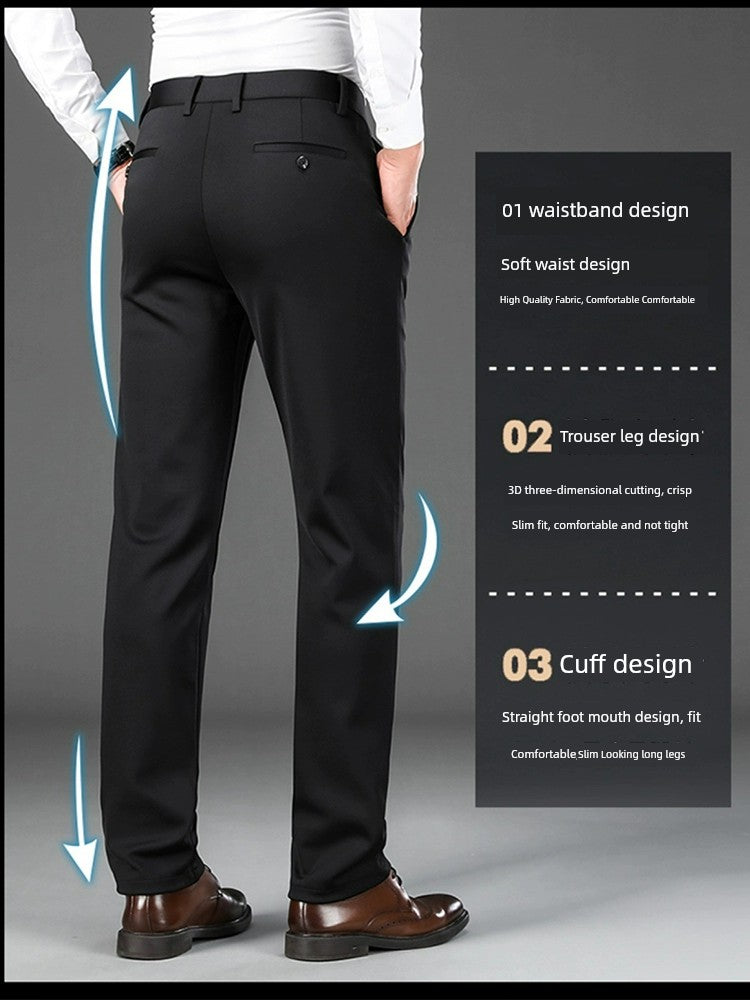Spring and Autumn Stretch Black Slim Fit Business Suit Suit Pants