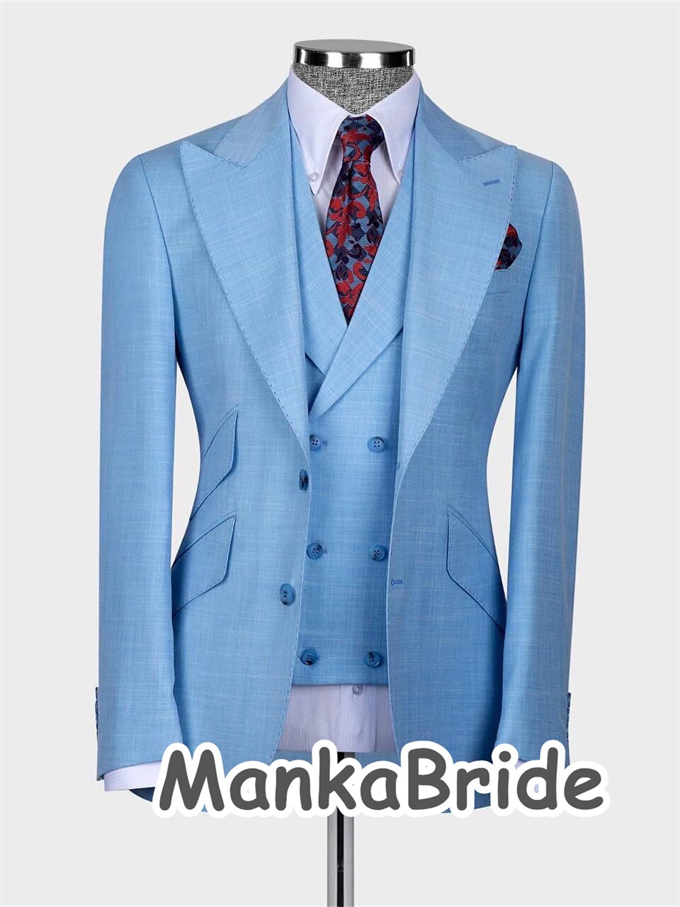 Double Breasted Pink Groom Suit 3pcs Blazer Vest Pants Classic Business Wear Men SuitTailor-made  Wedding Prom Party Male Suits