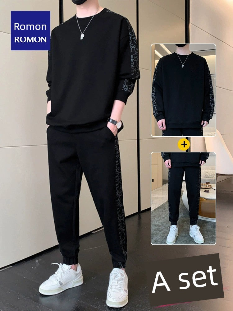 Romon Men's Spring and Autumn Loose round Neck Sportswear