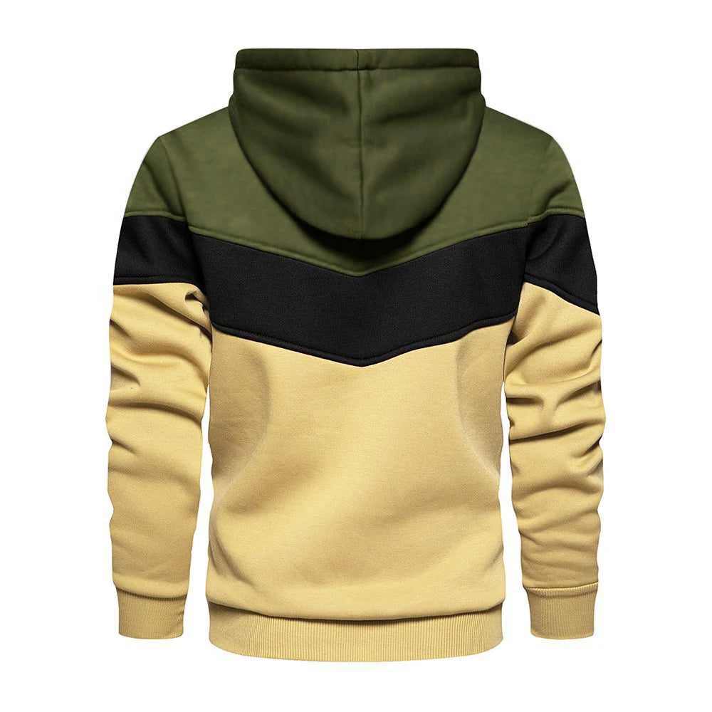 Fashion Men's Hooded Long Sleeve Streetwear Man Contrast Color Drawstring Loose Casual Sweatshirt Sweater hoodie