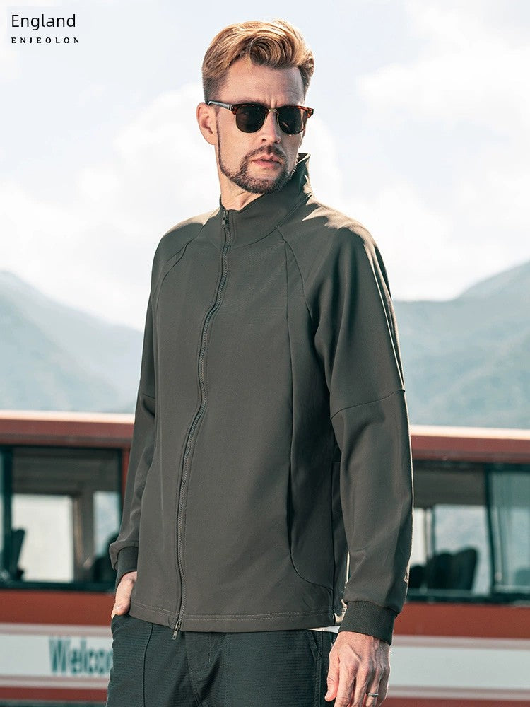 Injall Air Layer Autumn Sweater Stand Collar Jacket