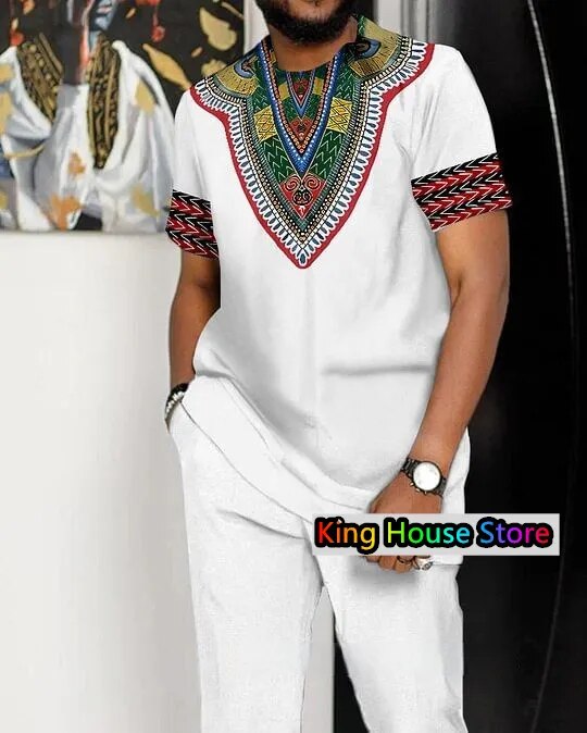 Fashion Trouser Tracksuit For Men Short Sleeve TShirt Long Pants 2 Piece Set Man Oversized Joogers Outfit Street Men Clothes Set