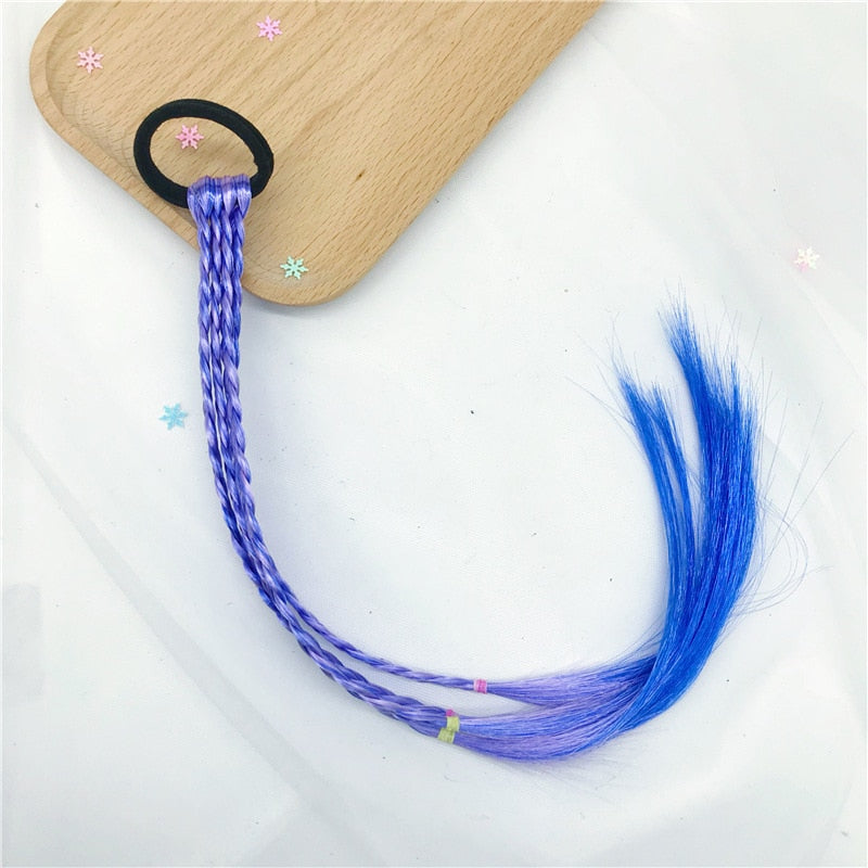 Girls Colorful Wigs Ponytail Hair Ornament Headbands Rubber Bands Beauty Hair Bands Headwear Braid Kids Gift Hair Accessories