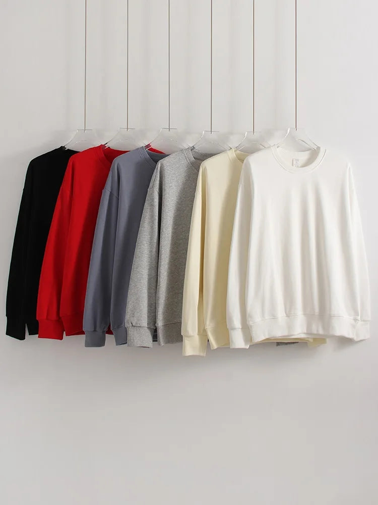 Women's Sweatshirt Sport Loose Fall Clothes Streetwear Pullover Oversized Crewneck Sweatshirt Black For Women Red Sweatshirts