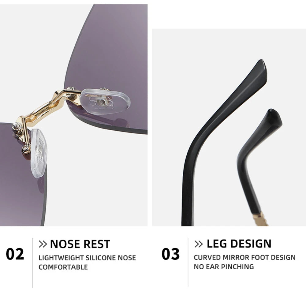 Luxury Diamond Butterfly Sunglasses Women Brand  Vintage Rimless Oversized Sun Glasses Ladies Eyewear Holiday Decorative Eyewear