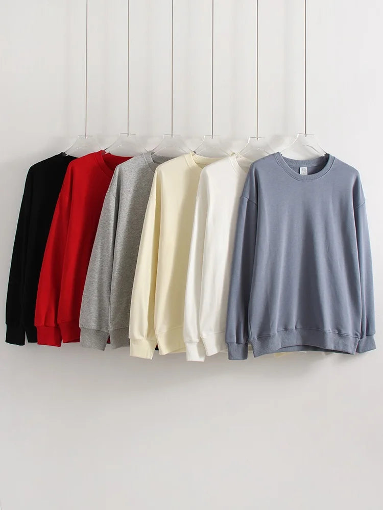 Women's Sweatshirt Sport Loose Fall Clothes Streetwear Pullover Oversized Crewneck Sweatshirt Black For Women Red Sweatshirts