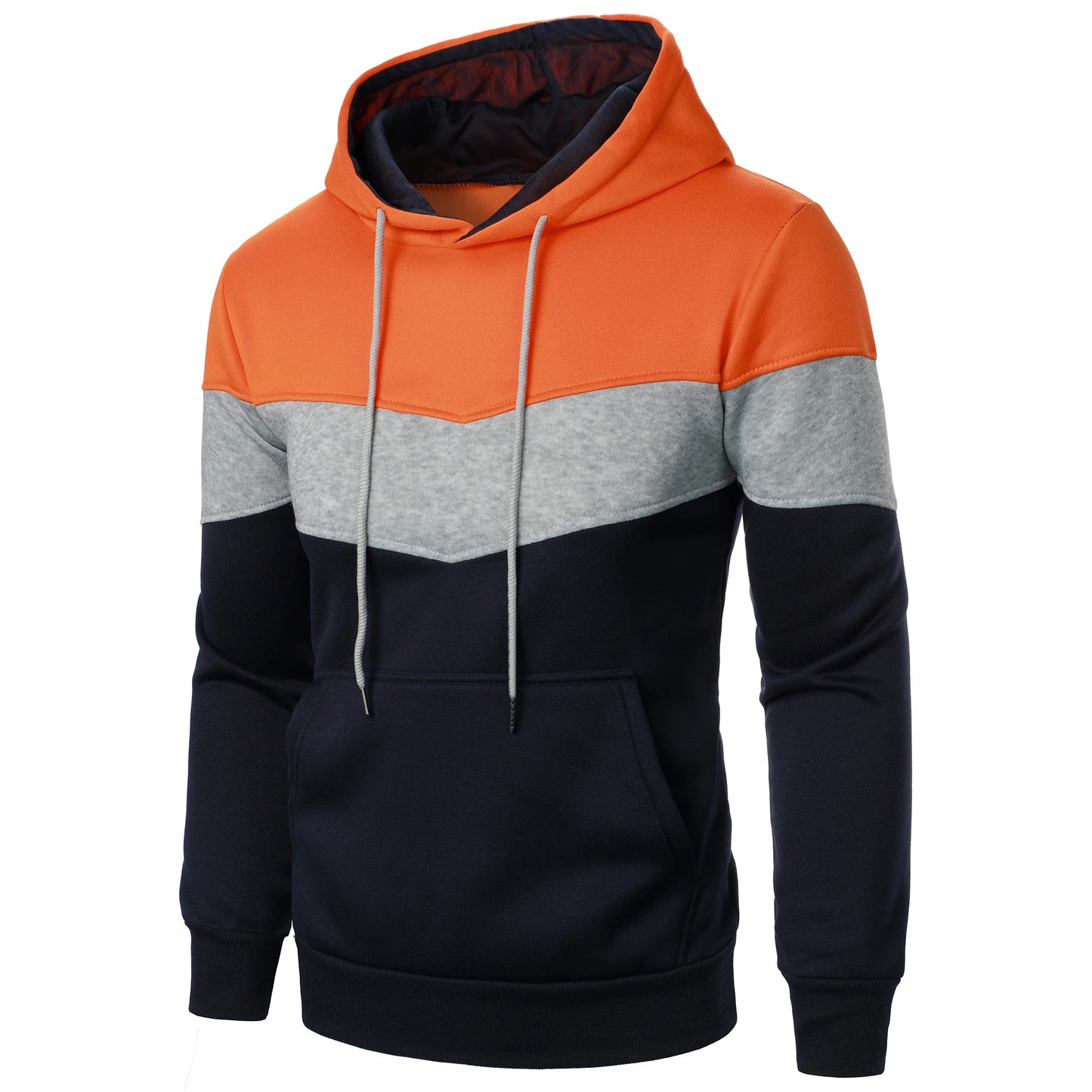 Autumn and winter men's color match color fashion hoodie men's casual sports shirt