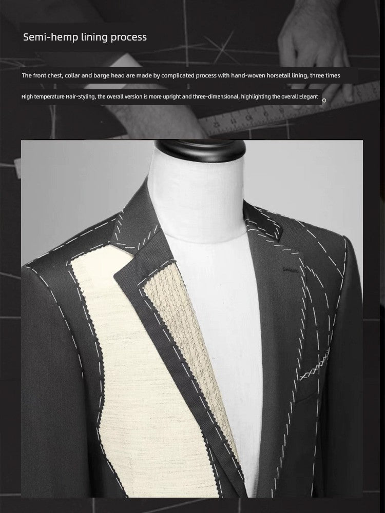 Blue Handsome Fancy Spring and Autumn Leisure Groom Wool