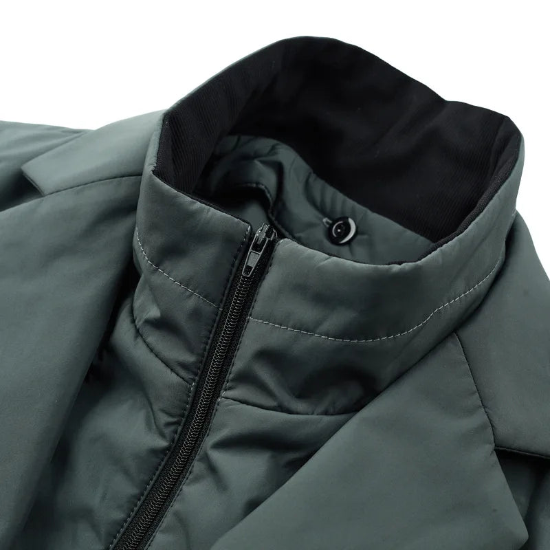 2024 Men's Winter New Fake Two-Piece Warm blazer Business Leisure Warm Stand-up Collar down Jacket