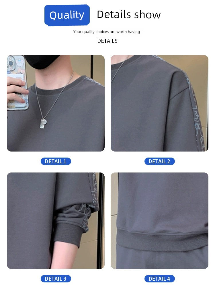 Romon Men's Spring and Autumn Loose round Neck Sportswear