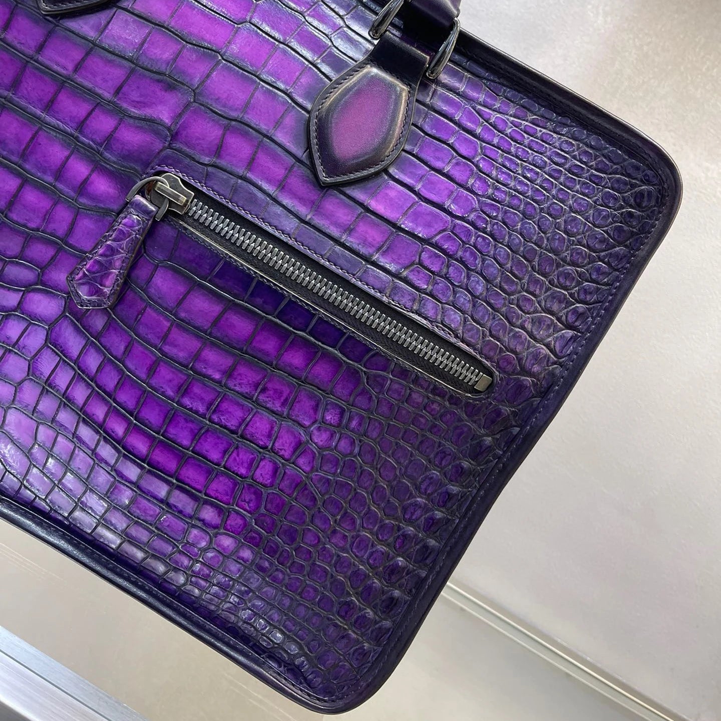 New Seetoo Bay Crocodile Skin Three-layer Briefcase 15 "Computer Case Large Capacity Business Bag Hand Wipe Color 42*30*18cm