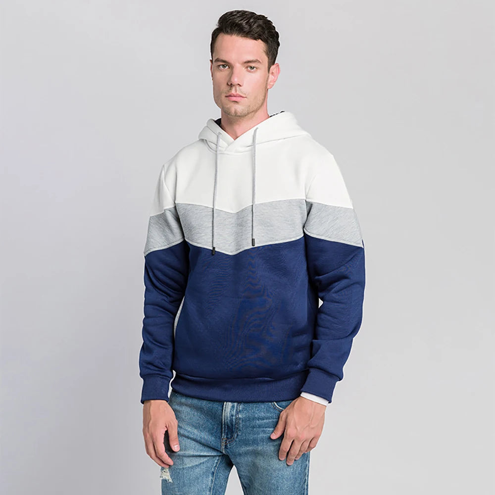 Fashion Men's Hooded Long Sleeve Streetwear Man Contrast Color Drawstring Loose Casual Sweatshirt Sweater hoodie