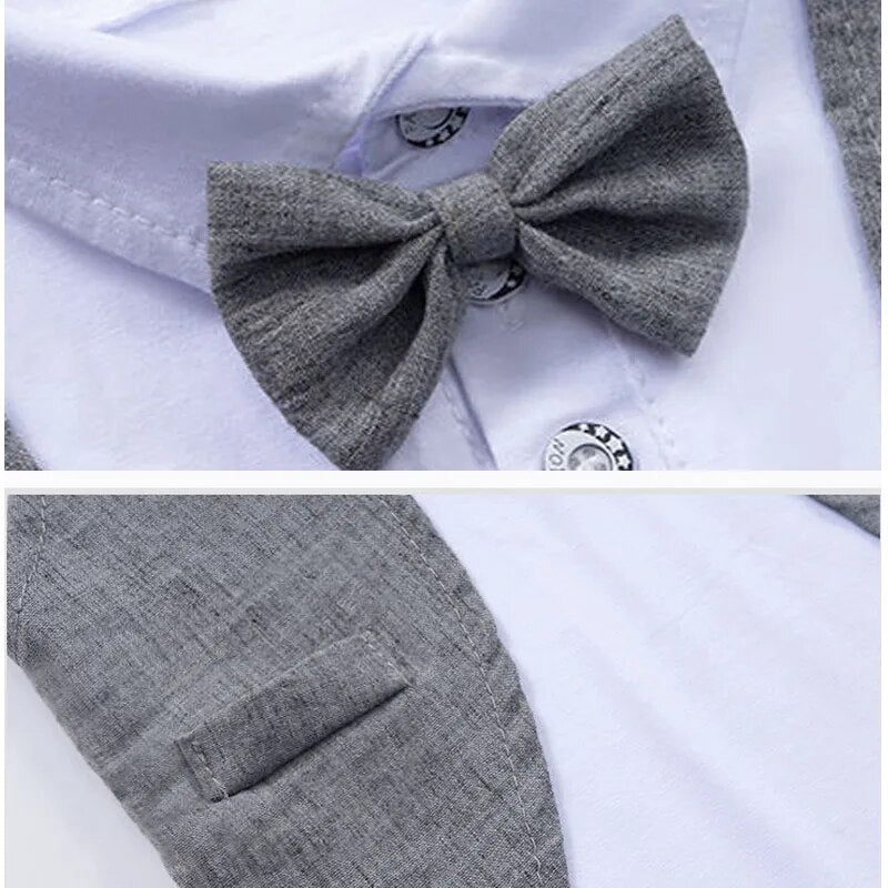 IENENS Baby Clothing Sets Boys Formal Dress Summer Tees + Shorts Suits Kids Short Sleeve Outfits Toddler Birthday Party Clothes