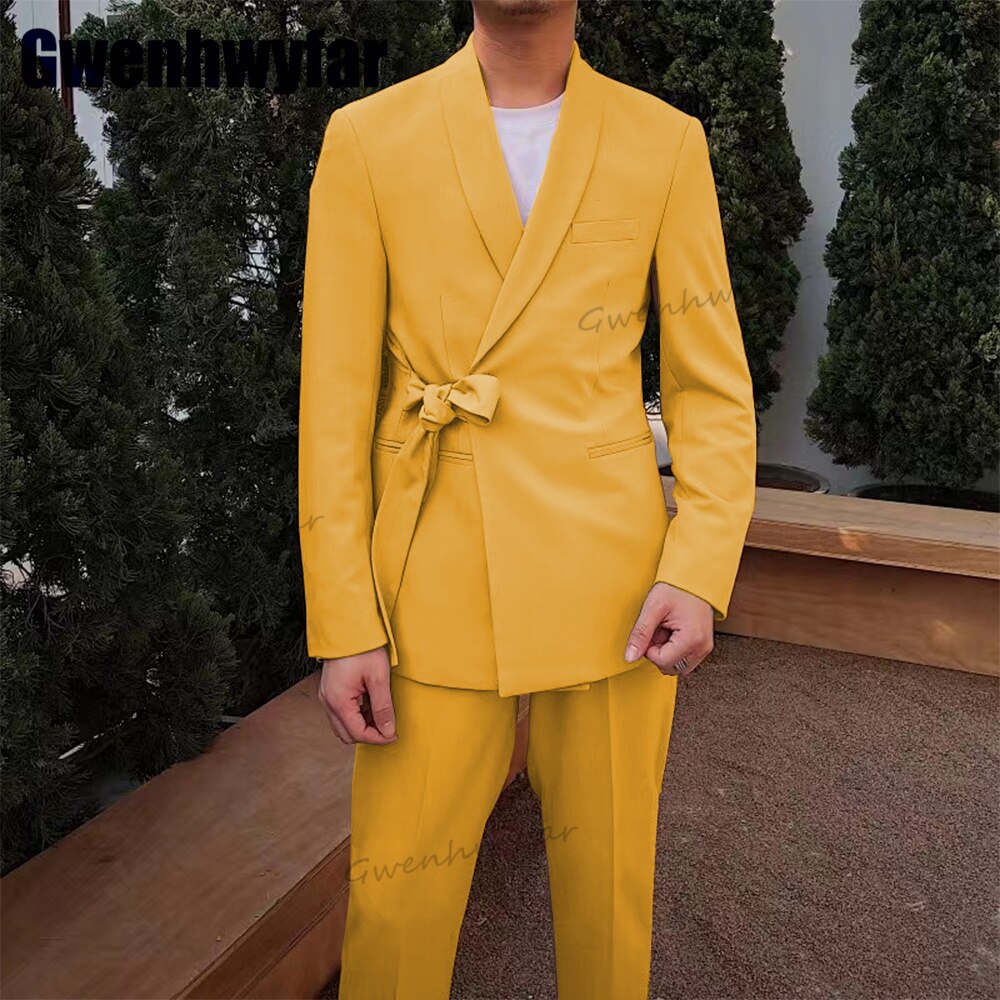 Gwenhwyfar Pink Fashion Men Suit 2 Pcs Blazer Sets Slim Fit Wedding Groomsmen Tuxedo Custom Made Party Prom Suit（Jacket+Pants）