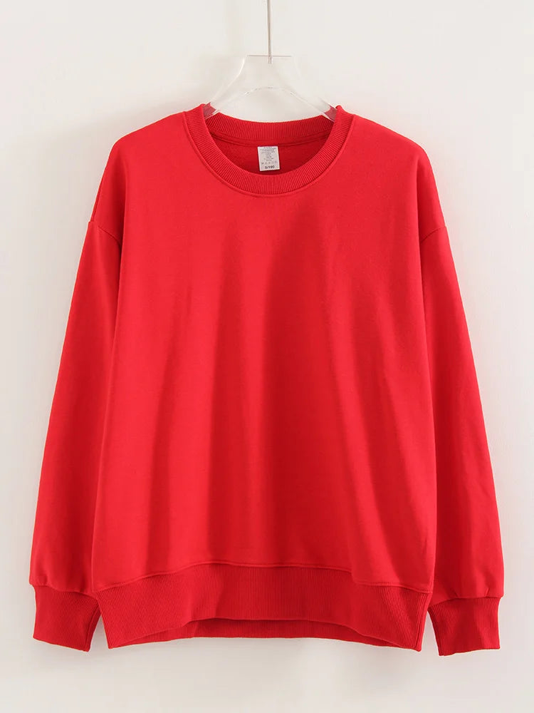 Women's Sweatshirt Sport Loose Fall Clothes Streetwear Pullover Oversized Crewneck Sweatshirt Black For Women Red Sweatshirts