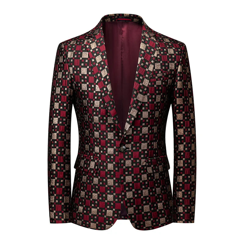 2023 Fashion New Men's Casual Boutique Business Wedding Host Slim Bronzing Suit Flower Jacket Dress Blazers Coat
