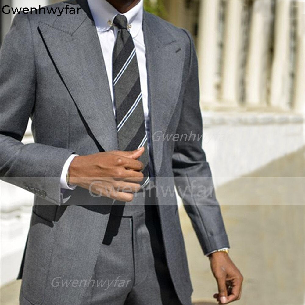 Gwenhwyfar Men Suits for Prom with Notched Lapel 2 Pieces Custom Wedding Tuxedos Men Set Blazer with Pants Male Fashion Clothes