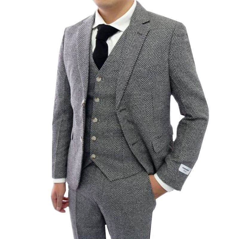 Qj Cinga Boutique Business Twill Suit 3 Piece Slim Fit Clothing Fashion Men Wedding Ball Party Dress Male Suit and Trousers Vest
