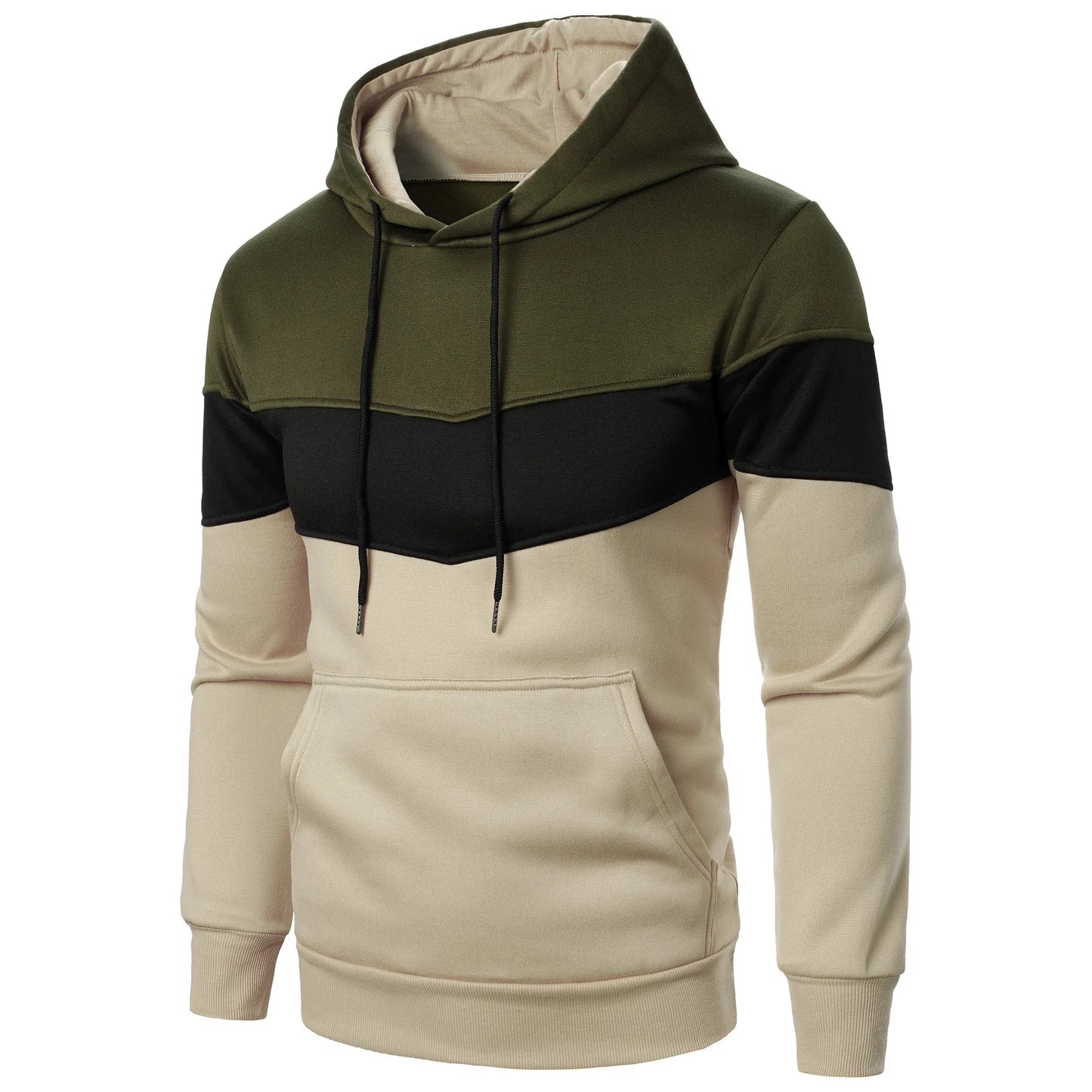 Autumn and winter men's color match color fashion hoodie men's casual sports shirt