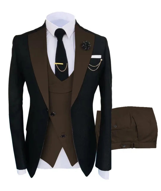 New Costume Slim Fit Men Suits Slim Fit Business Suits Groom Black Tuxedos for Formal Wedding Suits Jacket Pant Vest 3 Pieces