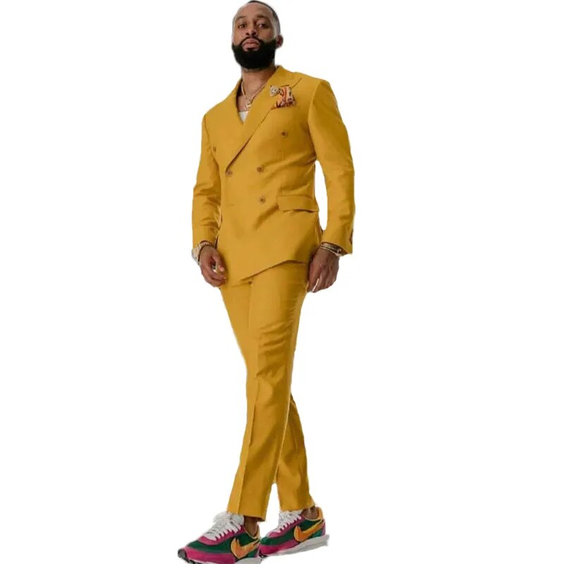 2023 New in Men Suits for Wedding Double Breasted 2 Pieces Jacket + Pants Slim Fit Men Blazer Sets Clothing Groomsmen Suits