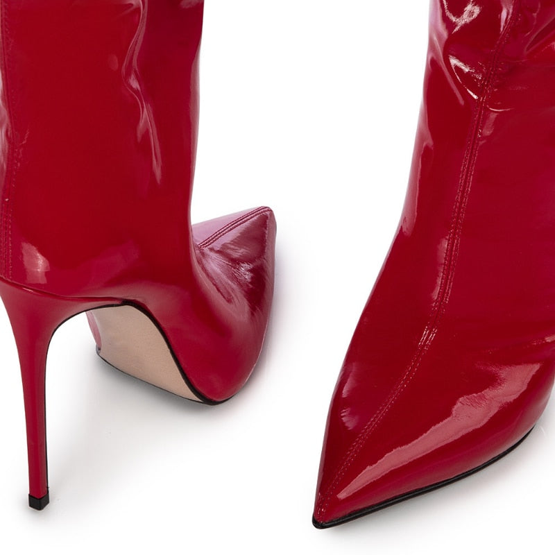2023 New Super High Heel Boots Women's Stiletto Over Knee Synthetic Leather Socks Woman Boots Slim Fit Thigh High Boots