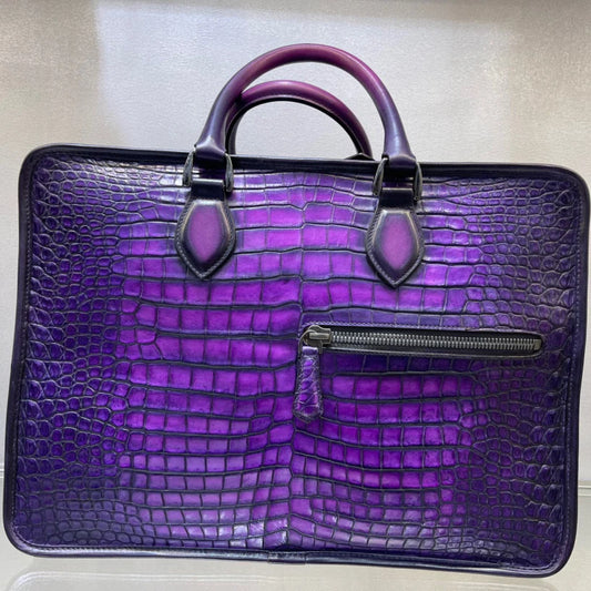 New Seetoo Bay Crocodile Skin Three-layer Briefcase 15 "Computer Case Large Capacity Business Bag Hand Wipe Color 42*30*18cm