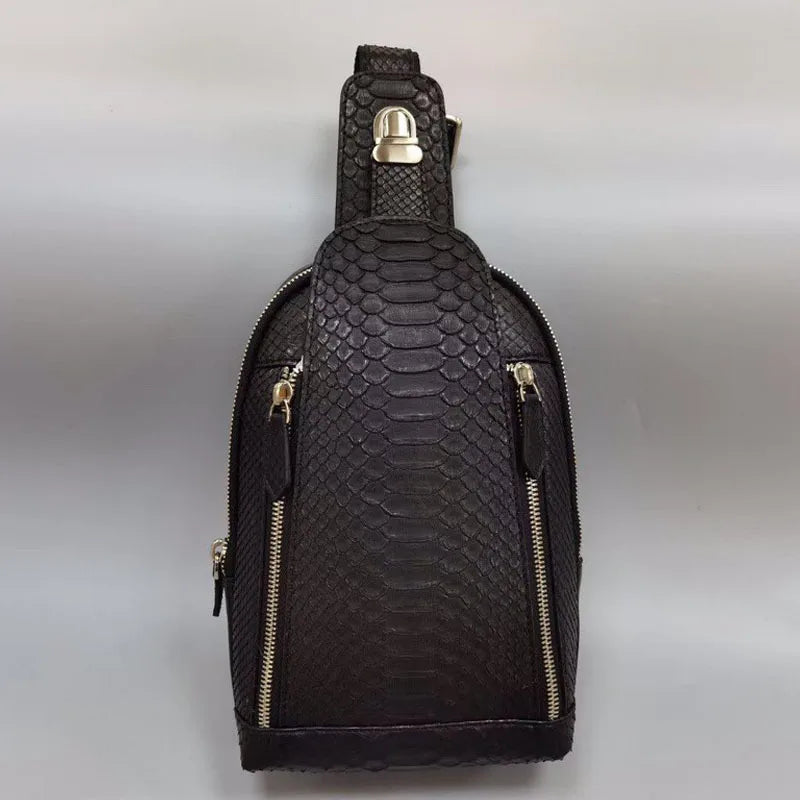 2022 New Python Skin Men's Chest Bag Fashion Real Python Leather Crossbody Bag Leisure man Shoulder Bag Luxury Men's Bag 45