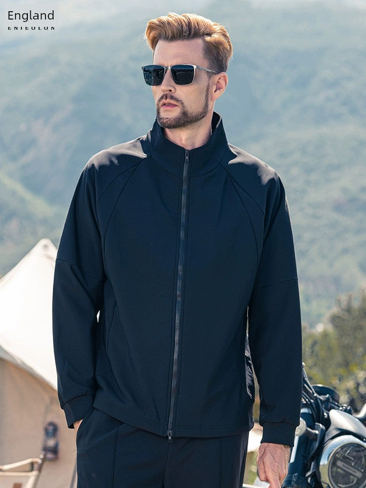 Injall Air Layer Autumn Sweater Stand Collar Jacket