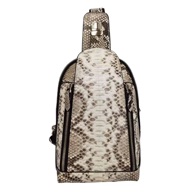 2022 New Python Skin Men's Chest Bag Fashion Real Python Leather Crossbody Bag Leisure man Shoulder Bag Luxury Men's Bag 45