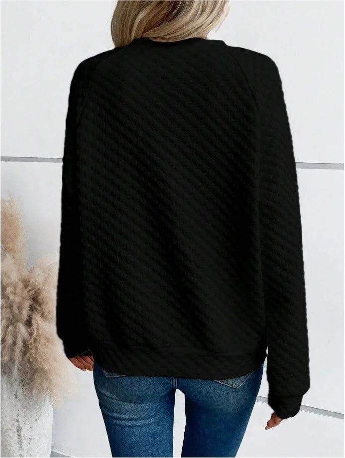Women Sweatshirt 2025 Spring Autumn Latest Fashion Solid Color Deep V-Neck Pullover Long Sleeved Casual Hoodie Loose Sporty Top