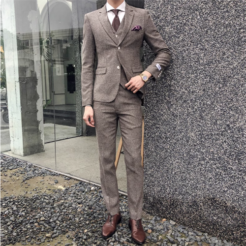 Qj Cinga Boutique Business Twill Suit 3 Piece Slim Fit Clothing Fashion Men Wedding Ball Party Dress Male Suit and Trousers Vest