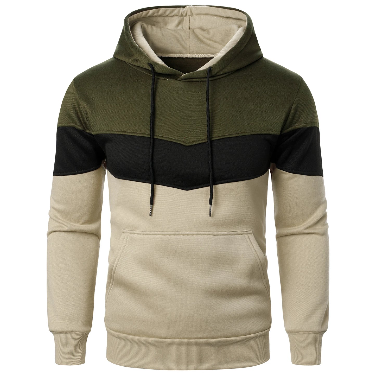 Autumn and winter men's color match color fashion hoodie men's casual sports shirt